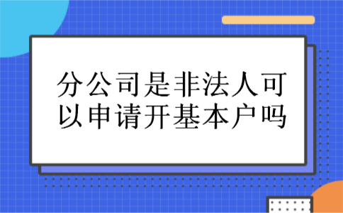 分公司是非法人可以申请开基本户吗