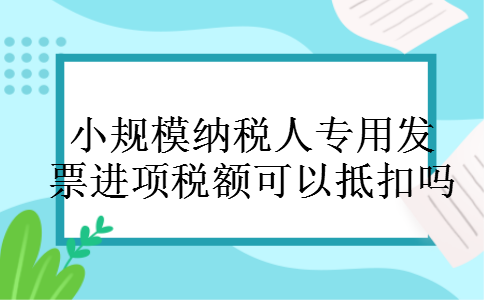 小规模纳税人专用发票进项税额可以抵扣吗
