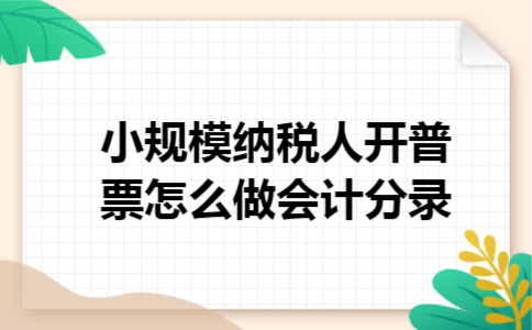  小规模纳税人开普票怎么做会计分录