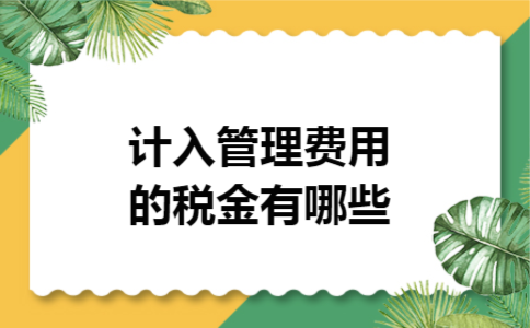 计入管理费用的税金有哪些