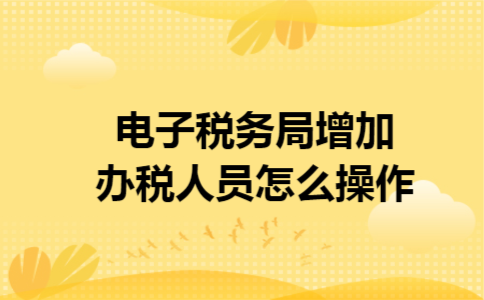 电子税务局增加办税人员怎么操作